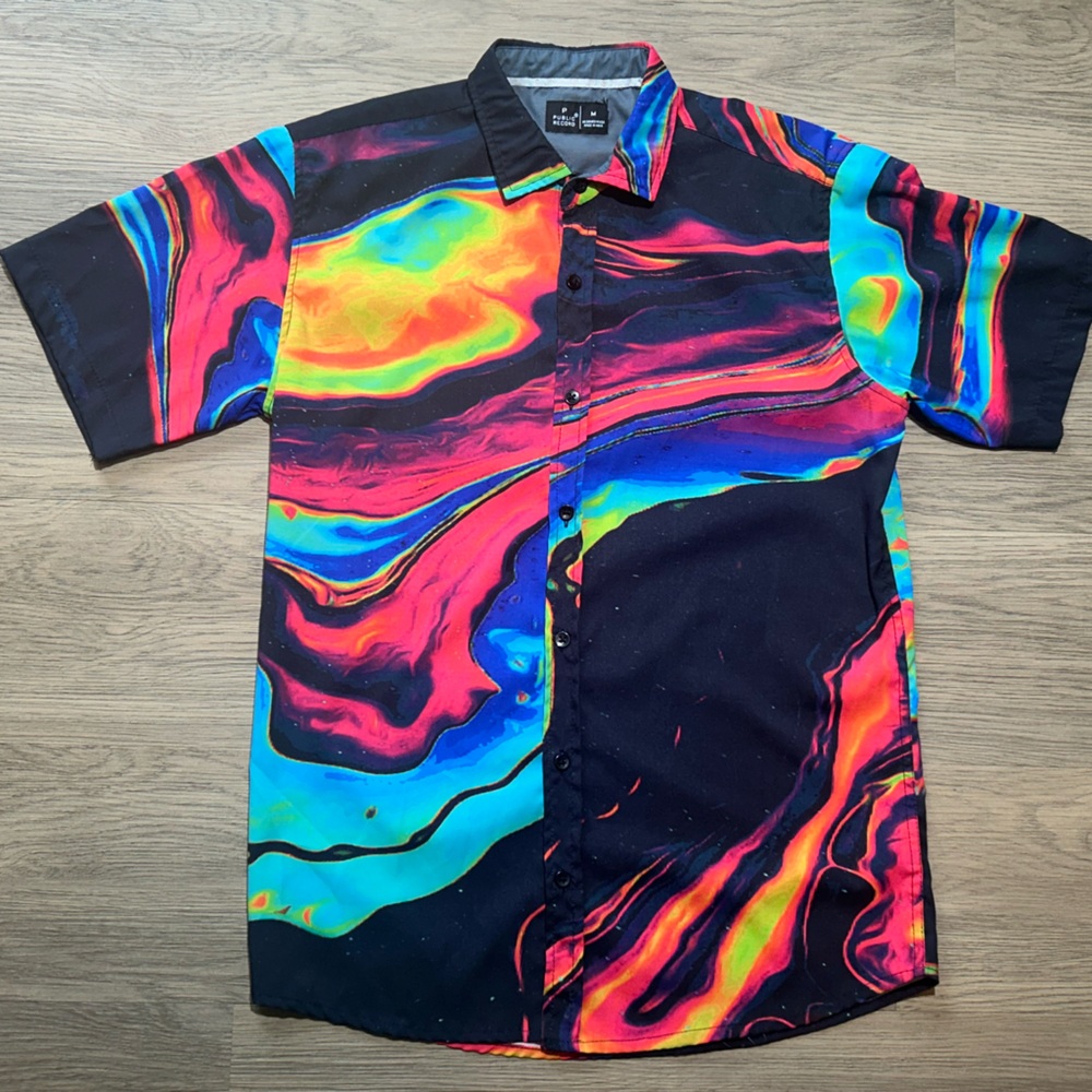 Public Record M Heatmap All Over Print Multicolor Shirt Rave Festival Trippy